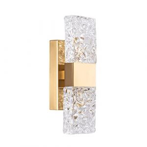 KRIPINC Applique Murale Cristal, Lampe Murale LED, Luminaire Mural Cristal, Applique Murale Dor&eacute;, Applique Miroir Salle de Bain, Applique Vintage pour Salon, Chambre, Chevet (Lumi&egrave;re Tricolore) (Chancetoinc, neuf)