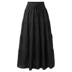 Adigaber 2 en 1 Jupon Femme Long Taille Haute Longue Maxi Jupe Boh&ecirc;me Tour de Taille Elastique Jupe Maxi D&eacute;contract&eacute;e Vacances L'&eacute;t&eacute; Plage (ADIGABER, neuf)