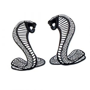 YK ZAOOER M&eacute;tal 3D Shelby Autocollant Autocollant embl&egrave;me Insigne Serpent Cobra (&agrave; Droite) Liens et pour Le Sport Ford Mustang Ensemble de 2,Black and White (yijia, neuf)