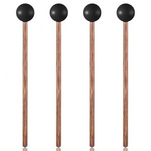 Lot de 4 maillets de tambour en acier pour xylophone, maillets Glockenspiel, maillets &agrave; percussion en caoutchouc de 16,5 cm, baguettes de batterie en caoutchouc pour enfants, maillets &agrave; percussion en (Obscurity, neuf)