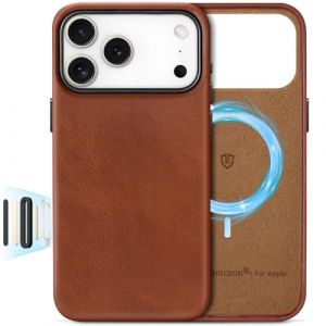 Shieldon Coque Magn&eacute;tique Cuir V&eacute;ritable pour iPhone 17 Pro Max 6,9 Pouces 5G 2025, Housse Standard, Etui en Cuir [Chargement sans Fil][Bouton M&eacute;tallique][Commande Cam&eacute;ra] Case Slim - Marron R&eacute;tro (TG-Global FR, neuf)