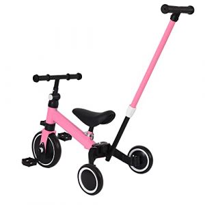 Draisienne V&eacute;lo pour Enfant &agrave; partir de 1 an, Jouet avec 3 Roues pour V&eacute;lo b&eacute;b&eacute; de 12 &agrave; 36 Mois, Premier v&eacute;lo sans p&eacute;dales pour gar&ccedil;ons et Filles comme Cadeau d'anniversaire-3 en 1 (Rose) (Hechheu, neuf)