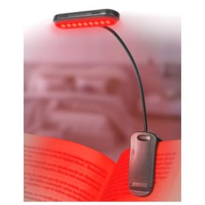 Lamptobe Lampe de Lecture Livre Rouge 670nm avec Pince et M&eacute;moire, Lumi&egrave;re de Nuit R&eacute;glable USB pour Lit, Lampe de Chevet sans Lumi&egrave;re Bleue, Compacte et Portable (Lamp-tobe, neuf)