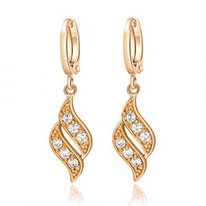 YAZILIND Delicate plaqué or incrustation colorée Zircon Dangle Drop boucles d'oreilles pour les femmes (Ailes d'ange) (SHUOLONG, neuf)