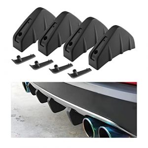 JNNJ 4 Pièces Diffuseur De Spoiler De Pare-Chocs Arrière, Aileron De Pare-Chocs Arrière Voiture, Pare-Chocs Requin Becquet Arrière, Universel Anti-Usure Châssis Décoration Aileron Voiture(Noir) (KJHmaoyi, neuf)