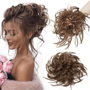 TESS Postiche Chignon Synthetique, Postiche Chignon Cheveux Naturel Chignon Elastique Chignon Postiche D&eacute;coiff&eacute; Extension Chouchou Chignon, Brun cendr&eacute; (TESS Official, neuf)