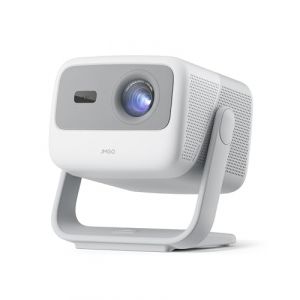 JMGO N1 Projecteur, 1080P 3D Mini Videoprojecteur Full HD, Retroprojecteur Portable Triple Laser 750 ISO Lumens, Correction d'image Automatique du Cardan, 2x5W Haut-Parleurs Dynaudio, Android TV 11.0 (JMGO Black Direct, neuf)