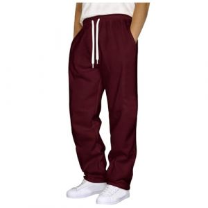 Jogging Homme Pantalon Baggy Sweatpants Mode Sport Pantalon de Surv&ecirc;tement Taille &Eacute;lastique Pants Large Workout Training Chaud Pants Poches Automne de surv&ecirc;tement Homme doubl&eacute; Polaire Hiver (XXXL) (anchuanj, neuf)