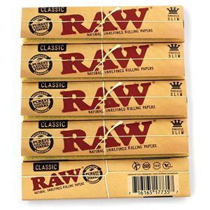 Raw King Size Papier &agrave; Rouler Fin, Lot de 5 (TOTALDISCOUNT, neuf)