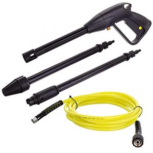 Hobby Sèrie K Pistolet Nettoyeur Haute Pression M22x1,5 Broche 14 mm avec Jaune Tuyau Haute Pression Longueur du Tuyau 10 m - Buses Turbo et réglables (Airtools24, neuf)