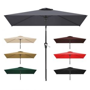 WORDFUN 2x3m Auvent De Rechange, 6 Baleines Toile De Rechange De Parasol Rectangulaire, Bâche De Remplacement pour Parasol Déporté, Dessus De Parapluie De Remplacement, Imperméable, AntiUV(Gray) (D2FASHI0N, neuf)