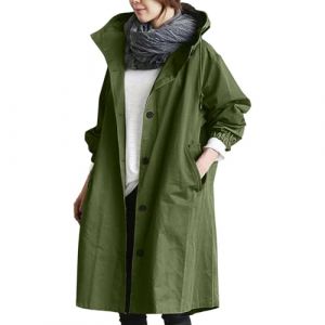 Veste Imperm&eacute;able Femme &Agrave; Capuch Printemps Automne Veste de Pluie Longue pour Femme Manteau &agrave; Capuche Coupe Vent Imperm&eacute;able d'Ext&eacute;rieur Sport Camping Running Blousons Randonn&eacute;e (02 Army Green, XXXL) (Beythetly, neuf)