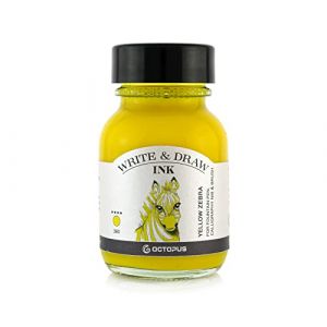 Octopus Write and Draw Ink 380 Yellow Zebra Encre imperméable pour l'écriture et le dessin - Encre de calligraphie résistante à la lumière - Pour stylo plume - Jaune - 50 ml (Octopus Concept GmbH, neuf)
