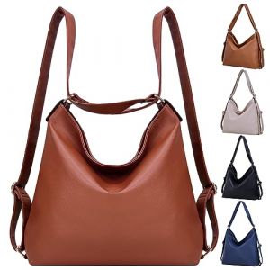 Bestash Sacs à Main PortéS Dos Femme, Convertible Sac à Dos Femme Tendance,Pu Cuir Sac à BandoulièRe 2 en 1 Pour Voyage et Travail?Brun SéQuoia ? (BESTASH STORE, neuf)