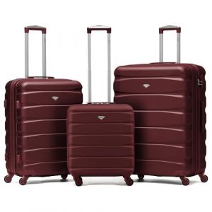 Flight Knight Lot De 3 Moyen Et Grand Valises Rigides Legeres en ABS A 4 Roues Cabine Bagage A Main pour Plus De 60 Compagnies Aeriennes -easyJet, Jet2 Et Taille Max Ryanair (Priority) 55x40x20cm (Prime Brands Group FR, neuf)