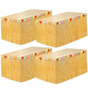 4 Pcs Jupe de Table Hawaienne, Décoration de Fête Hawaïenne, Jupes de Table en Herbe avec des Fleurs Multicolores, Decoration Table pour Tropical Fête Hawaïenne, Summer Garden Beach BBQ Fête à Thème (shenzhenshichunfenglaikejiyouxiangongsi, neuf)