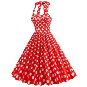 PINTUTU Robe Vintage Ann&eacute;es 50 Femme Retro Rockabilly Pin Up &Eacute;l&eacute;gante Robes sans Manche Dos Nu D&eacute;collet&eacute; en C&oelig;ur Polka Dot Trap&egrave;ze Mariage Cocktail Soir&eacute;e F&ecirc;te C&eacute;r&eacute;monie D&eacute;contract&eacute;e au Genou Midi (PINTUTU SEXY, neuf)