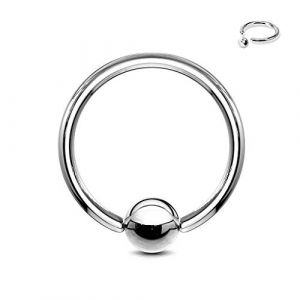 Piercing anneau avec fermeture &agrave; boule 2,0-10,0 mm en acier chirurgical 316L &ndash; Piercing BCR &ndash; Choix de la taille &ndash; Anneau de fermeture &agrave; boule, Dicke: 4,0 mm | Innendurchmesser: 22 mm, Acier alli&eacute; (Pain is Art, neuf)