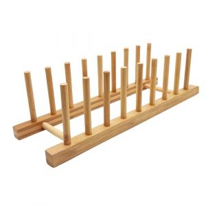 efbock Support pour Assiettes de Cuisine en Bois de Bambou pour Planche &agrave; d&eacute;couper, &eacute;gouttoir &agrave; Vaisselle, Organiseur pour Assiettes, Tasses, couvercles de Pot (1, 8 emplacements) (efbock-eur, neuf)
