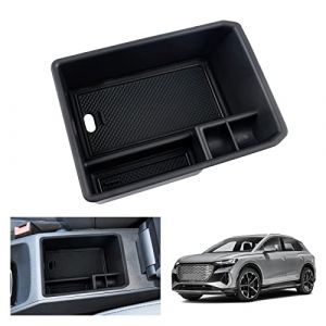 GAFAT Compatible avec Audi Q4 e-tron EV Electric 2021-2025 2026 Bo&icirc;te de Rangement Console Centrale, Q4 etron Sportback 2025 Organiseur d'Accoudoir Plateau Bo&icirc;te &agrave; Gants, Q4 etron Accessoires (Noir) (GAFAT(EU), neuf)