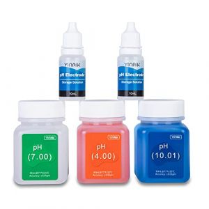 Kit de Solution d'étalonnage du pH YINMIK (4.00, 7.00 et 10.01), Solution d'étalonnage du pH 50 ml et Solution de Stockage de Sonde pH 10 ml pour pH-Mètres (Yinmik, neuf)