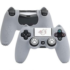 GeekShare Cat Paw Skin de manette de PS4 en silicone antidérapant compatible avec manette Playstation 4 Slim/Pro – Gris (GEEKSHARE, neuf)