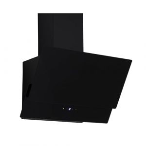 Hotte aspirante Respekta/Hotte inclinée de 60 cm/Boîtier en métal avec abat-jour en verre noir/Fonction d'extraction et de recyclage de l'air / CH66038-60SAM / A / 54-67,5 dB (kitchcom, neuf)