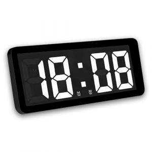 OYIWINMI Horloge Murale Numérique Luminosité Réglable avec Température, Date, Chrono, 12/24 Heures, Réveil Numérique pour Salon Bureau, Chambre, École (WOYIKEJI, neuf)