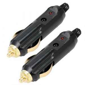 Lot de 2 Prises M&acirc;les Allume Cigare 12V 24V, Fiche M&acirc;le 20A avec Voyant LED, pour Inverseur de Onduleur Voiture, Glaci&egrave;re &Eacute;lectrique, Pompe &agrave; Air, Camion, Bateau, 2 Pi&egrave;ces (YangZhengYa, neuf)