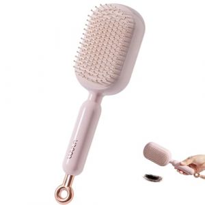 Peigne de massage r&eacute;tractable, anneau de traction auto-nettoyant, peigne &agrave; coussin d'air antistatique, massage relaxant du cuir chevelu, design &agrave; dents larges pour la maison, le bureau, les voyages (YipuVR, neuf)