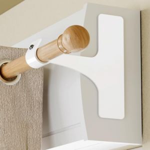 Support Tringle Rideaux sans Per&ccedil;age pour Coffre Volet Roulant, Fixation Autocollante, Lot de 2 Supports Rideau, Compatible Barres 19&ndash;28 mm, Support M&eacute;tal pour Tringle Sans Per&ccedil;age (Hank Storage, neuf)