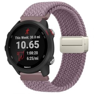Wanme Bracelet Compatible pour Garmin Vivoactive 5/Forerunner 55/Forerunner 245/254 Music/Forerunner 645/645 Music Femme Homme, 20mm Bracelet de Magnétique Elastique pour (20mm, Fumée Violet) (DgYuanLiYuan, neuf)