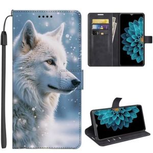 SEHEYA Etui Compatible avec Samsung Galaxy S7 Edge Coque &agrave; Rabat Magn&eacute;tique Flip Folio Portefeuille Imprim&eacute; Animal Cuir PU Housse de Protection Case, Loup Blanc (SEEYA, neuf)