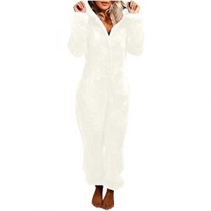 Combinaison Pyjama Femme Grenouillere Femme Combi Pyjama Tout En Un Chaud En Polaire,Combinaison Pyjama Barboteuse Polaire Capuche VêTement En Peluche Nuit Adulte Costume Loungewear GrenouillèRe, (jiajialongbaihuo, neuf)