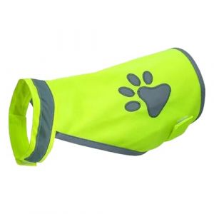 Gilet r&eacute;fl&eacute;chissant pour chien | Gilet fluorescent pour chien | Gilet jaune | Garde les chiens visibles avec motif de pattes de chien | Gilet de s&eacute;curit&eacute; d'ext&eacute;rieur pour la randonn&eacute;e et la chasse (Wang Yue Studio, neuf)