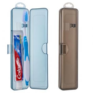 Classicseali Lot de 2 &eacute;tuis de voyage pour brosse &agrave; dents - 20 cm - Transparent - Porte-brosse &agrave; dents portable avec fermeture s&eacute;curis&eacute;e (gris, bleu) (bears infested, neuf)
