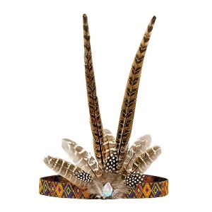 JIAHG Bandeau de Plume Indien Headband National Amérindienne Mexicain Chapeau Exotique Serre-tête de Plume de Paon Faison Bandeau Plume de Coiffure de Fête Carnaval Cosplay Spectacle en Scène (JiahongUK, neuf)