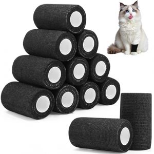12 Rouleaux Bandage Autoadhésif, 10.5cmx4.5m Bande Cohesive pour Les Humains, Bande Strapping Adhésif pour Sports,Animaux,GonflementDes Cheville (Noir) (COTOFANA QUALITY S.R.L., neuf)