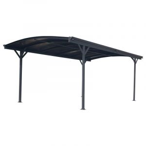 X-Metal Carport Autoportant en Aluminium et Polycarbonate 6mm 13m&sup2; | Protection V&eacute;hicule Anthracite avec Kit d'ancrage | Structure R&eacute;sistante Anti-UV avec Goutti&egrave;res (Mon Univers Jardin, neuf)