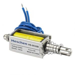 Heschen Electroaimant solénoïde HS-0530B DC6V 5N Course 10mm Type de pousser-tirer Cadre ouvert (Heschen, neuf)