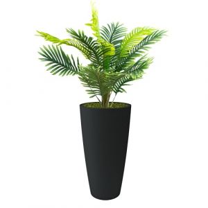 Palmier synthétique de 100 cm avec vase Nicoli Style, haut, cylindrique, 36 x 70 cm, intérieur, extérieur, soucoupe amovible (36 x 70 cm avec palmier de 100 cm, anthracite) (Tecnokit Space Garden & Brico, neuf)