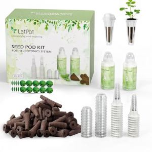 LETPOT Kit de 172 capsules de semences, éponges de culture hydroponique, kit de culture hydroponique avec 60 éponges, 2 nutriments, 25 paniers, 60 autocollants, 25 dômes de germination (LetPot Home, neuf)