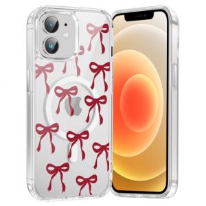 Foonary Magn&eacute;tique Coque pour iPhone 12/iPhone 12 Pro 6,1", Transparente Etui en Aesthetic Noeud Papillon Motif Dessin Compatible avec MagSafe Case,Silicone Housse Clear Cover pour iPhone 12/12 Pro,1 (BAROR TRADING, neuf)