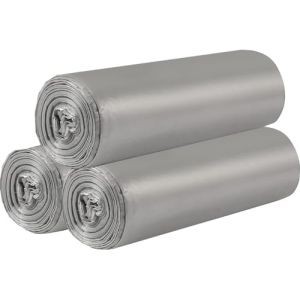 Lot de 3 rouleaux de petits sacs poubelle - 60 sacs poubelle robustes de 15 l - Pour la maison, le bureau, la cuisine, la salle de bain et la chambre d'enfant - Argent&eacute; (JIUYI Electronics, neuf)