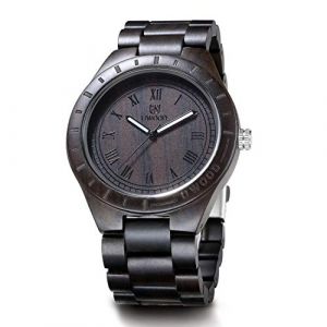 LeeEv Homme Bois Montres du Bois Unique légère de, série d'Uwood Fait Main Montre-Bracelet en Bois Normale de Bois de Santal de Quartz de Nombre Romain Analogue Fait Main de cru (LeeEv-EU, neuf)