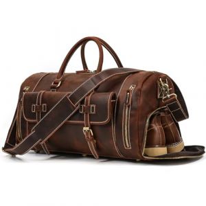 Sac Weekend Cuir Vintage pour Homme - Sac de Voyage Bagage à Main Sac Cabine à Bandoulière pour Les Voyages, Les Voyages d'affaires, Les escapades de Week-End (9802 Marron) (Shopping-for-Fun-UK, neuf)
