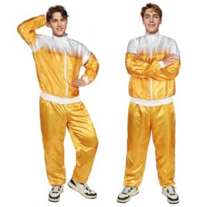 AYBUY Deguisement Année 80 90 Homme Femme, Tenue de Bière Disco Rétro Veste Pantalon Déguisement pour Carnaval Soirée Deguise de la Bière, L (withchance, neuf)