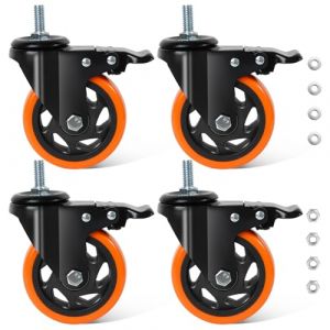 BAOLIHUI Roulettes pour Meubles à Tige Filetée 10mm×25mm(3/8"-16UNC) Roulette Pivotante avec Frein ¢100mm Roulette Charge Lourde Jusqu'à 550KG (BAOLIHUI, neuf)
