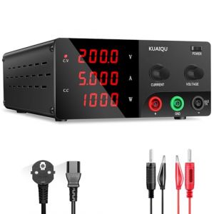 KUAIQU Alimentation de Laboratoire 0-200V 0-5A 1000W Haute Puissance Alimentation Stabilisée Réglable avec Encodeur et Affichage LED à 4 Chiffres Haute Tension Alimentation Laboratoire à Sortie Stable (kuaiqu Official EU, neuf)