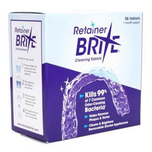 Retainer Brite - Tablette Nettoyante pour Appareil Dentaire contre La Plaque et le Tartre - Boite de 36 (Onogo FR, neuf)